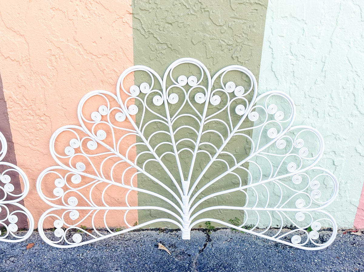 Pair of Fancy Fiddlehead Wicker Wall Fans
