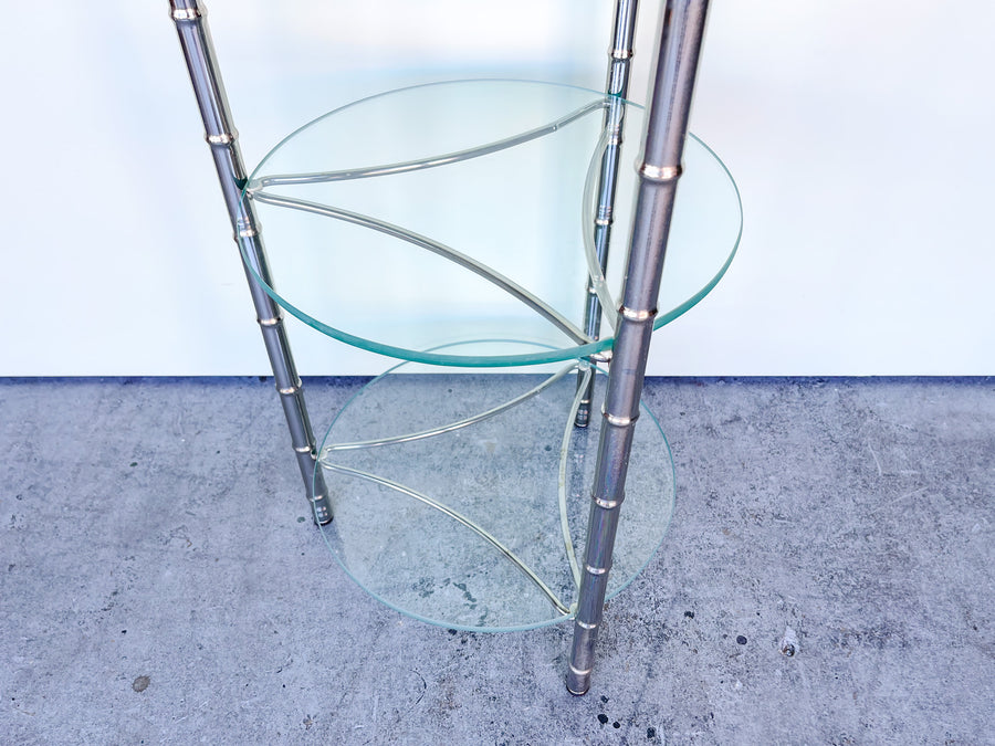 Hollywood Regency Faux Bamboo Metal Etagere
