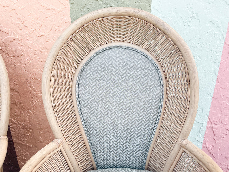 Pair of Island Chic Fan Back Rattan Chairs
