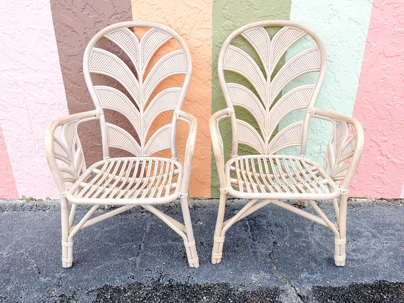 Pair of Palm Frond Balloon Back Chairs