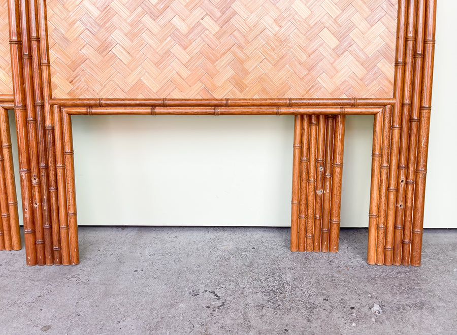 Pair of Old Florida Style Rattan Twin Headboards