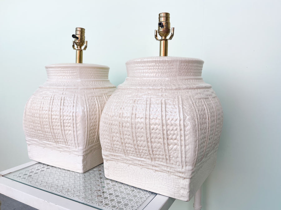 Pair of Ceramic Basket Lamps