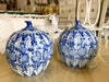 Pair of Blue and White Pumpkin Jars