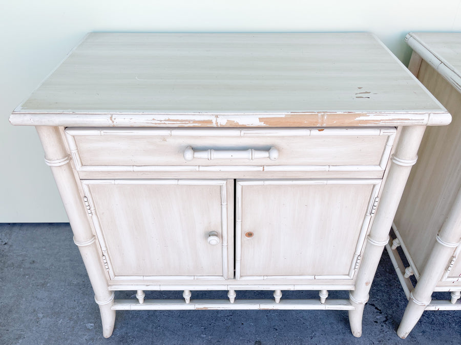 Pair of Century Faux Bamboo Nightstands