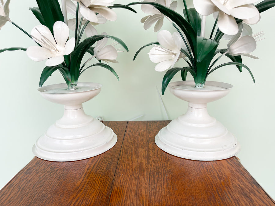 Pair of Floral Tole Lamps