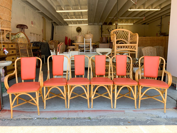 Set of Six Old Florida Style Bamboo Chairs