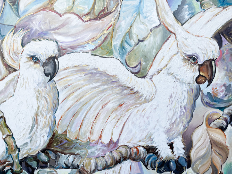 Colorful Cockatoo Signed Painting