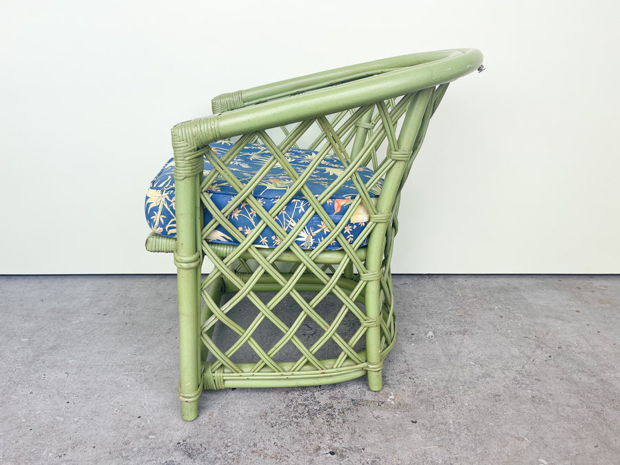 Pair of Ficks Reed Green Barrel Chairs