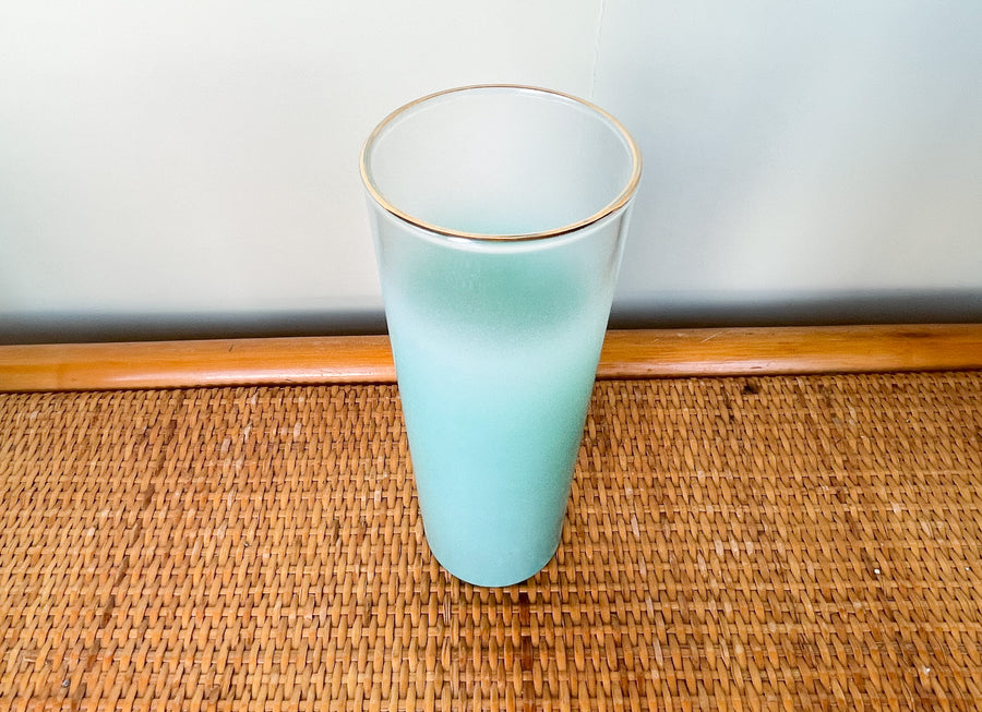 1950s Aqua Pitcher and Set of Six Glasses