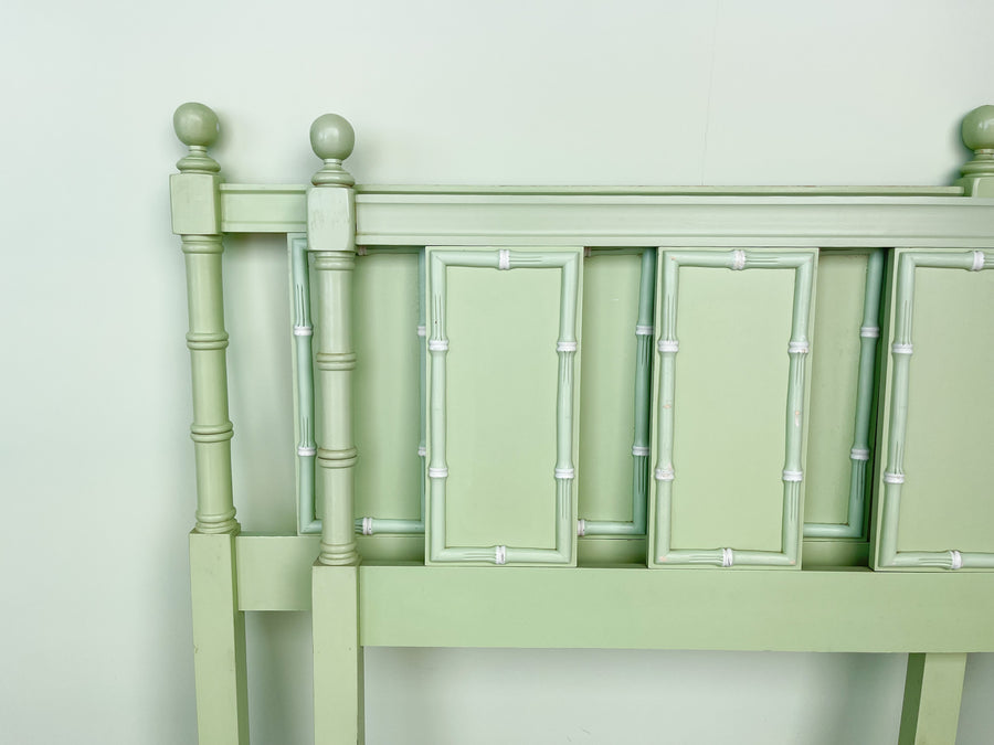 Pair of Seafoam Faux Bamboo Twin Headboards