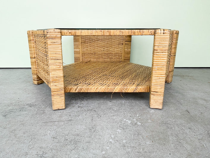 Island Style Rattan Wrapped Hex Coffee Table