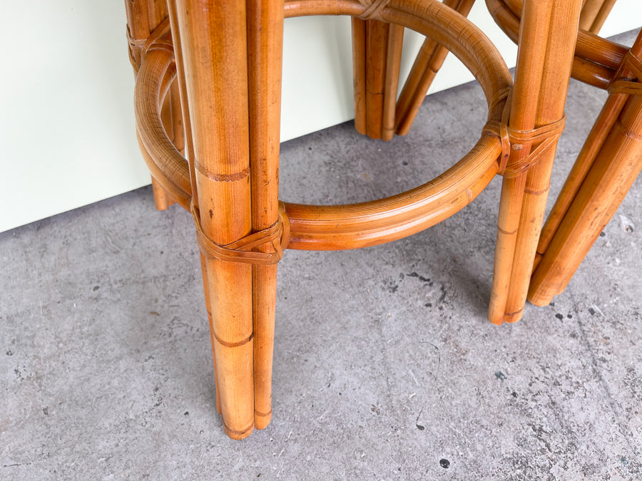 Pair of Island Style Rattan Bar Stools