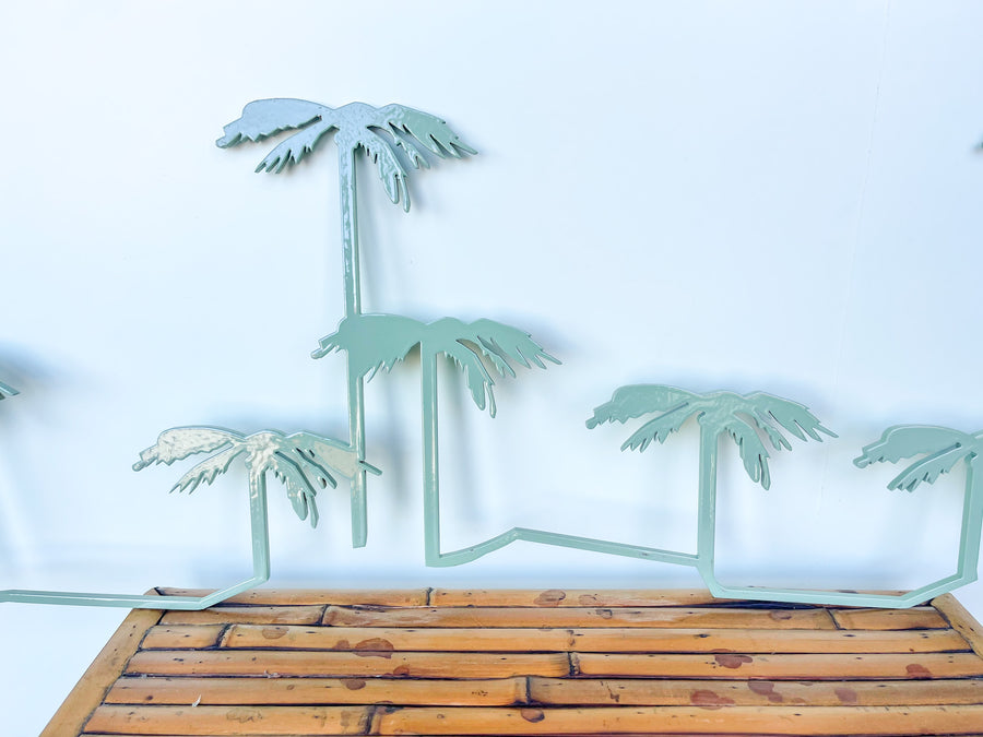 Pair of Coastal Sea Foam Palm Tree Wall Art