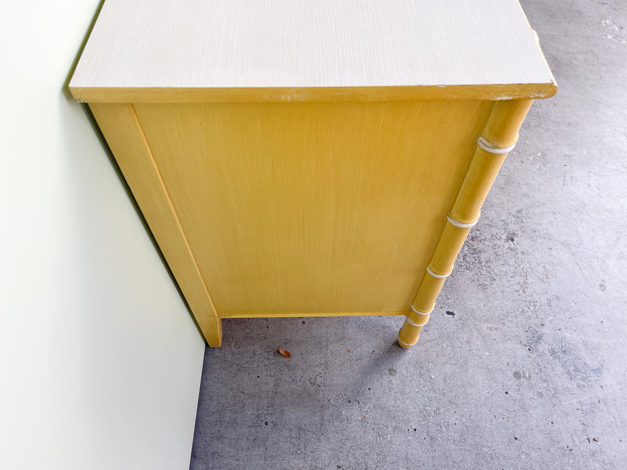 Yellow Thomasville Faux Bamboo Oversized Nightstand
