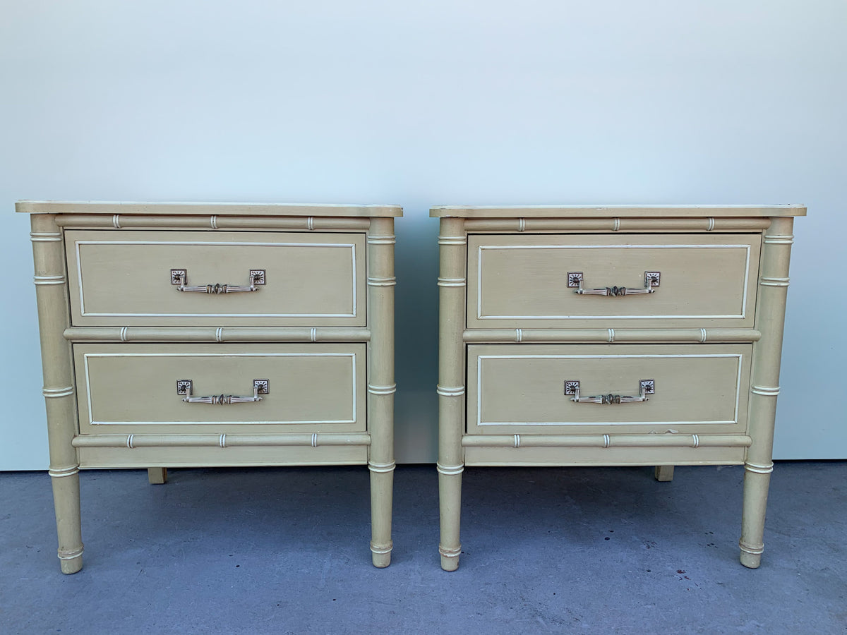 Pair of Henry Link Faux Bamboo Night Stands