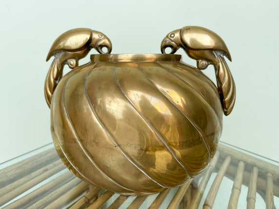 Brass Parrot Cachepot