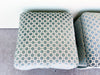 Pair of Teal Upholstered Cube Ottomans