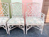 Set of Six Fretwork Rattan Dining Chairs