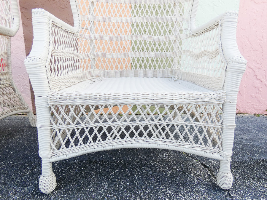 Pair of Island Chic Rattan Hooded Chairs