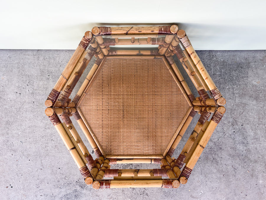 Old Florida Rattan Side Table