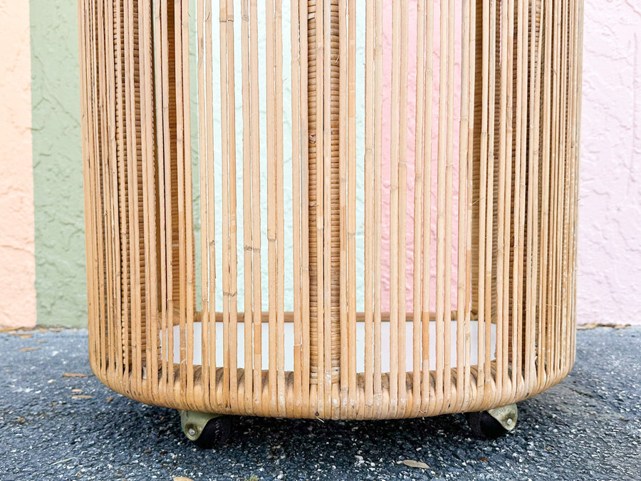 Coastal Stick Wicker Rattan Bar Cart