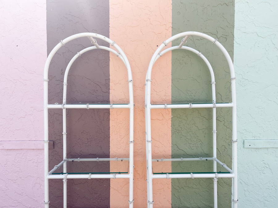 Pair of Faux Bamboo Metal Etageres