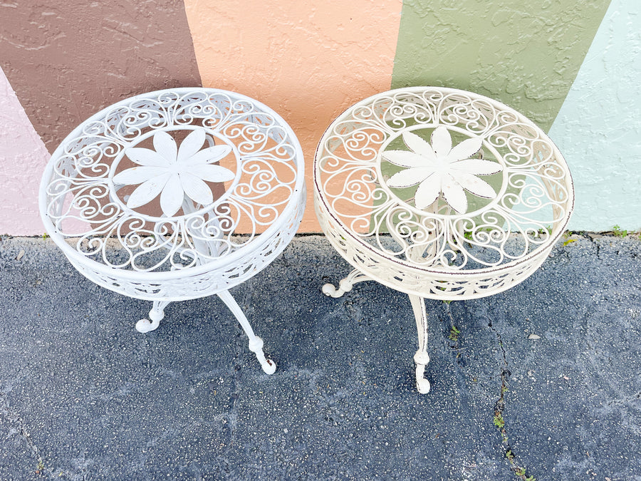 Pair of Tassel and Flower Side Tables