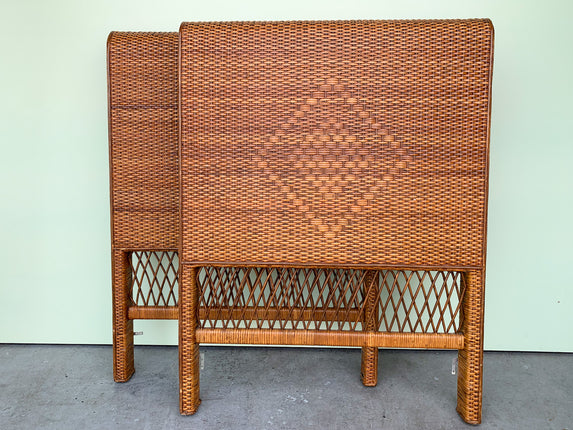 Pair of Wicker and Rattan Headboards