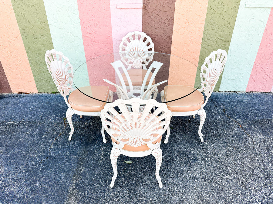 Palm Beach Chic Grotto Shell Back Outdoor Dining Set