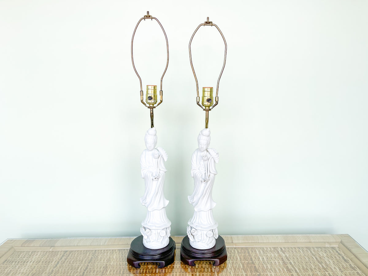 Pair of Porcelain Asian Lady Lamps