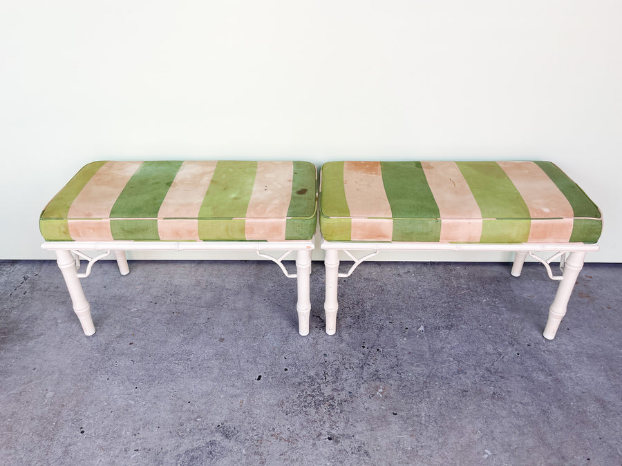 Pair of Ficks Reed Faux Bamboo Benches