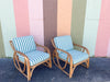 Pair of Sweet Striped Rattan Lounge Chairs