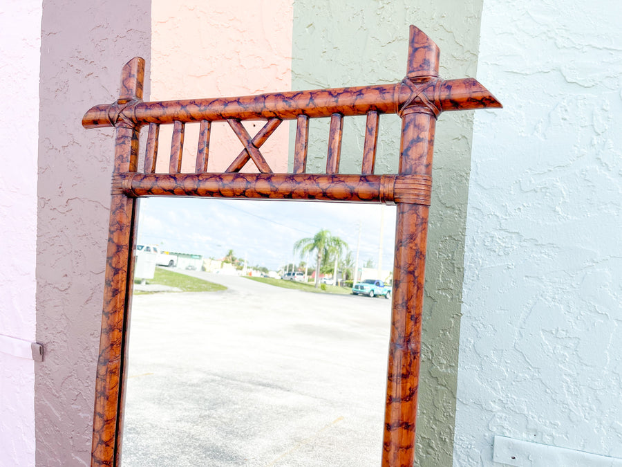 Tortoiseshell Rattan Full Length Mirror