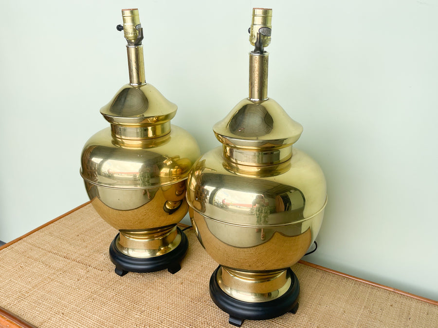 Pair of Brass Urn Lamps