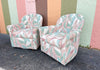 Pair of Tropical Upholstered Swivel Chairs