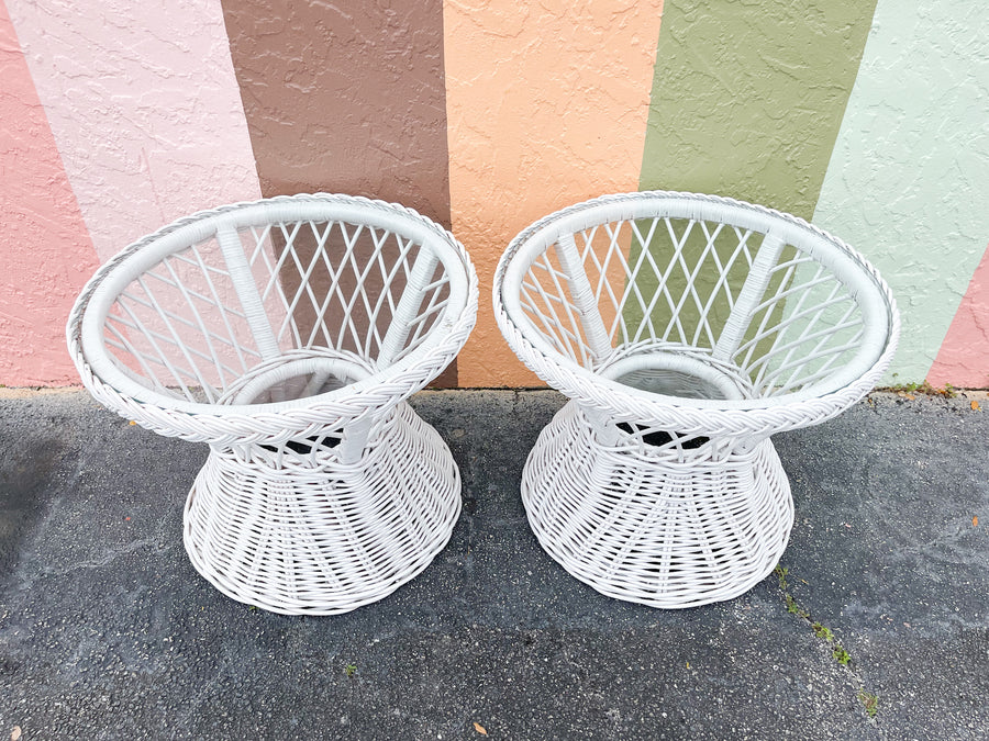 Pair of Braided Rattan Side Tables