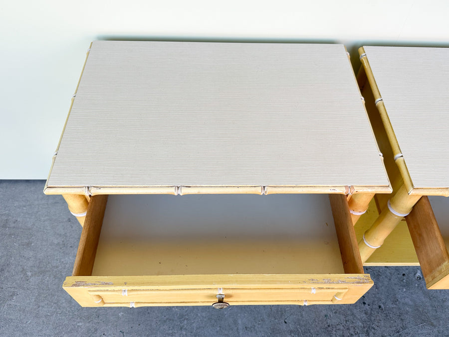 Pair of Faux Bamboo Thomasville Nightstands