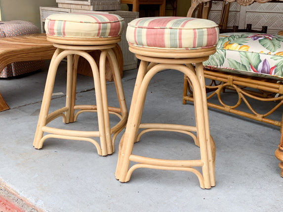 Pair of Rattan Bar Stools