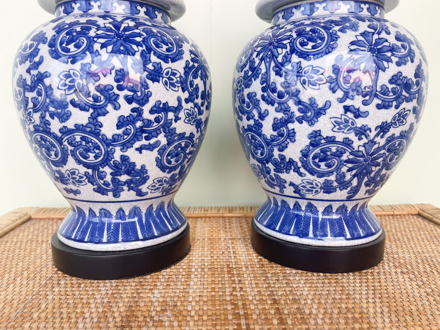 Pair of Blue and White Ginger Jar Lamps