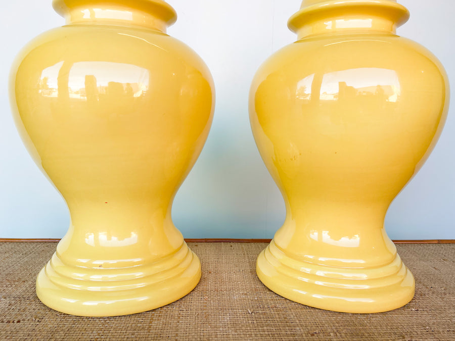 Pair of Cute Yellow Ginger Jar Lamps