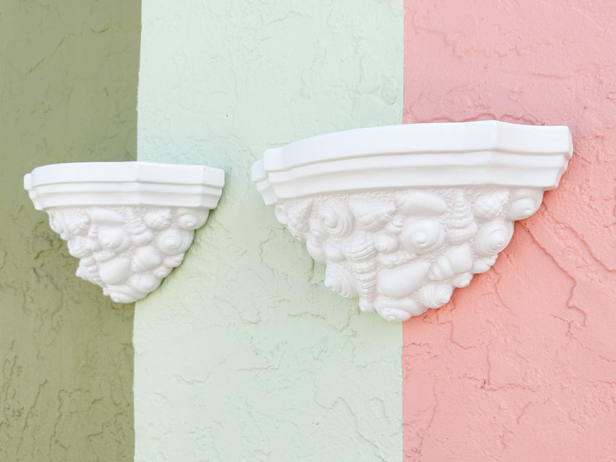 Pair of Coastal Shell Wall Shelves