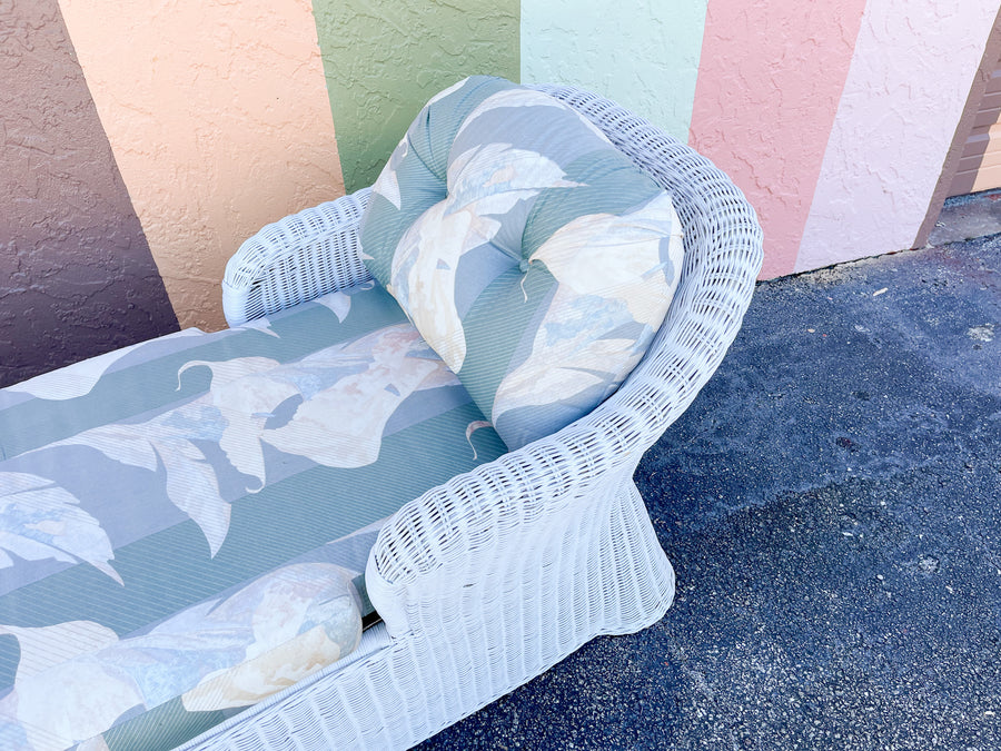 Palm Beach Chic Draped Wicker Chaise