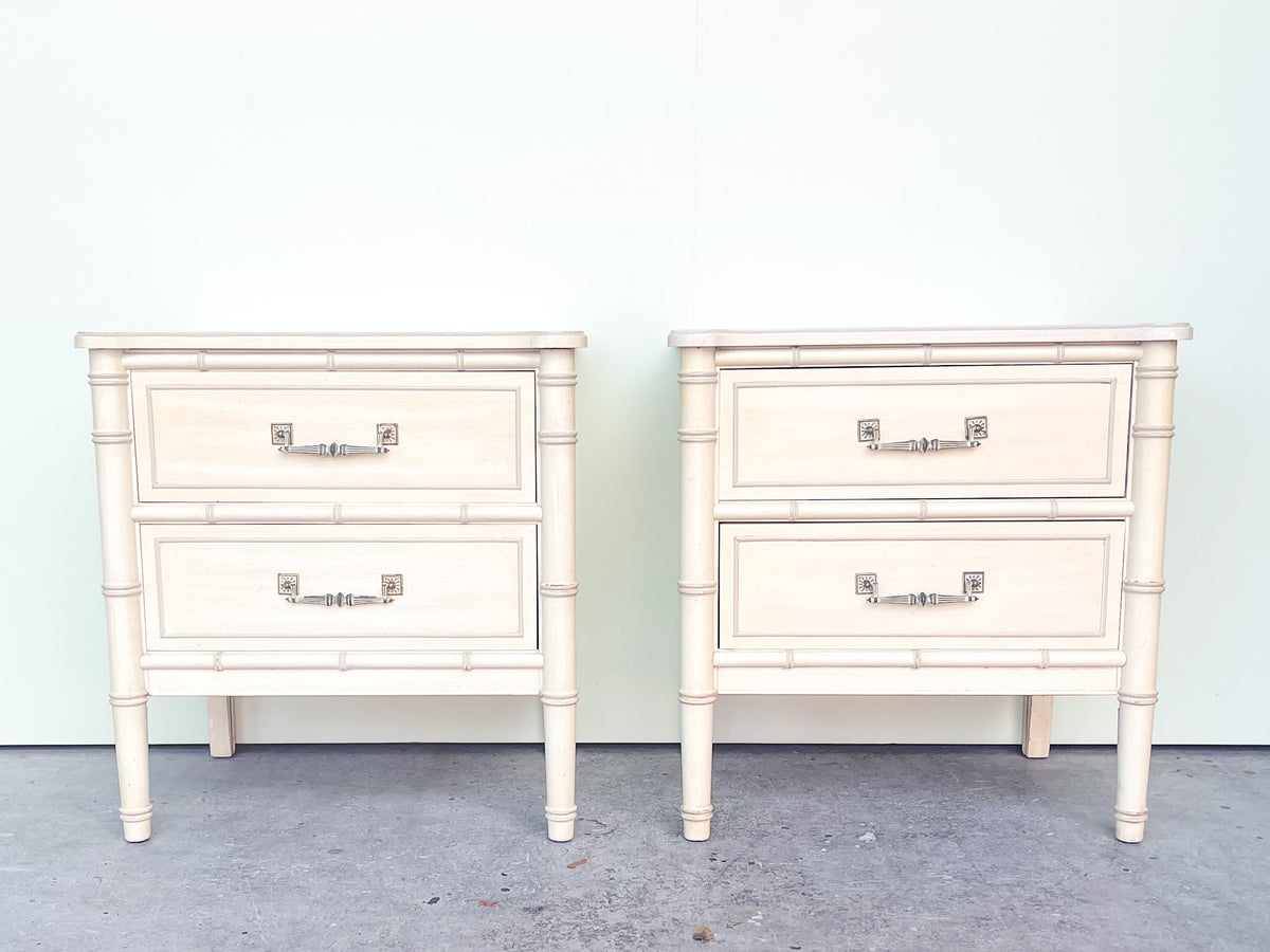 Pair of Henry Link Faux Bamboo Nightstands