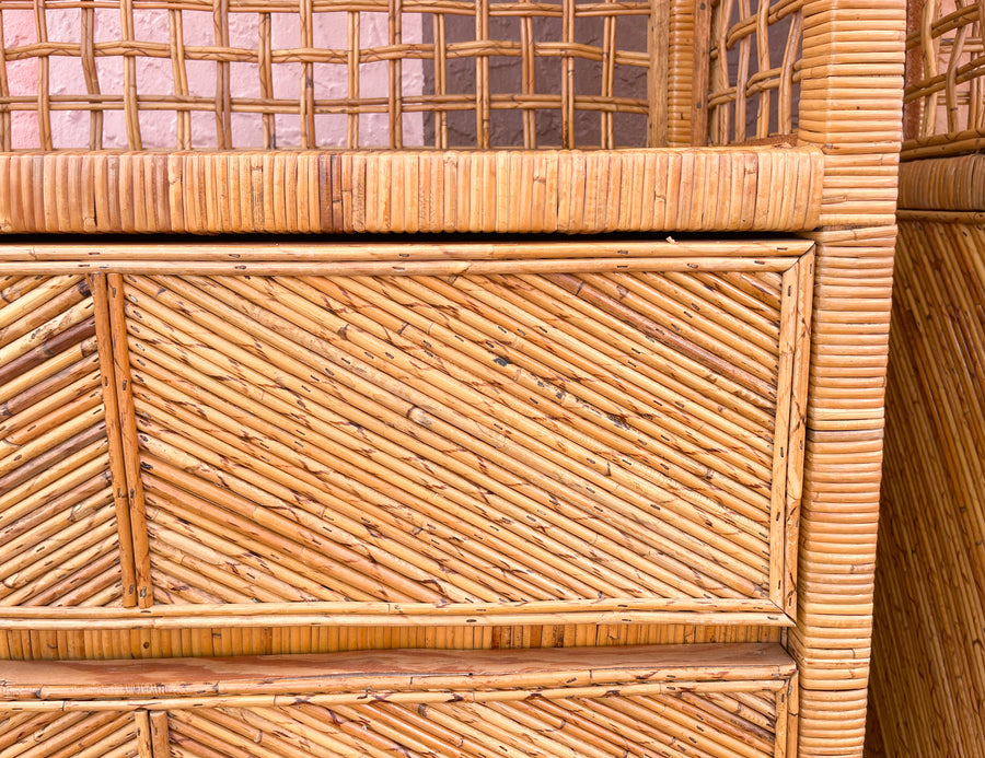 Pair of Coastal Chic Pencil Reed Etageres