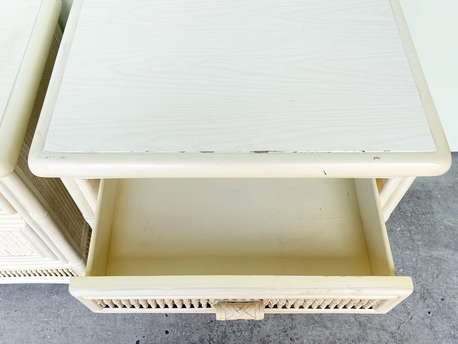 Pair of Cute Coastal Rattan Nightstands