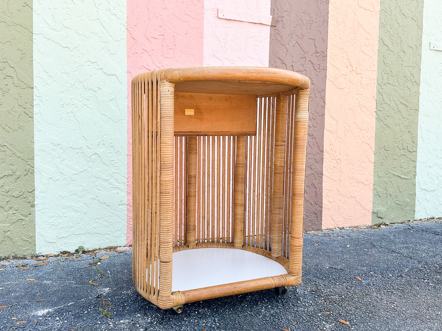 Coastal Stick Wicker Rattan Bar Cart