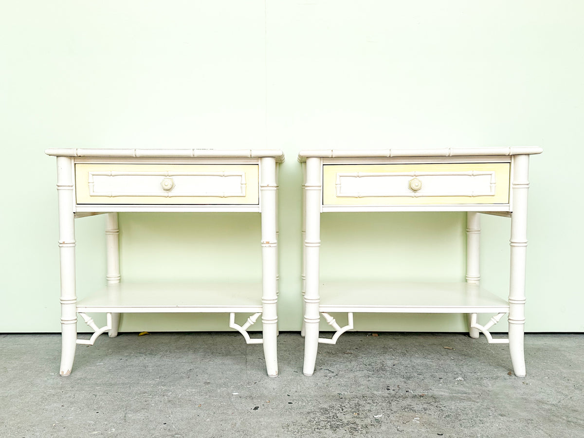 Pair of Thomasville Faux Bamboo Nightstands