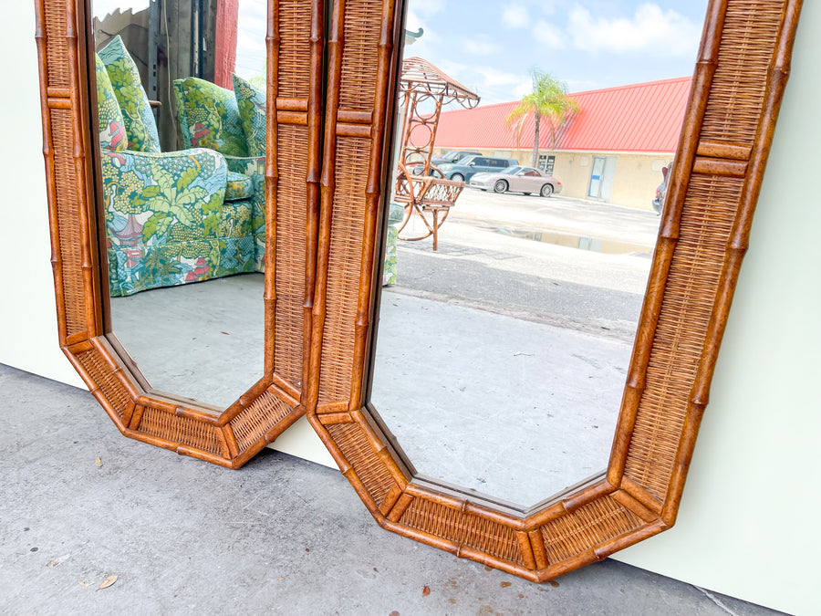 Pair of Faux Bamboo Octagon Mirrors
