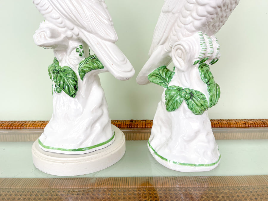 Pair of Italian Ceramic Cockatoos