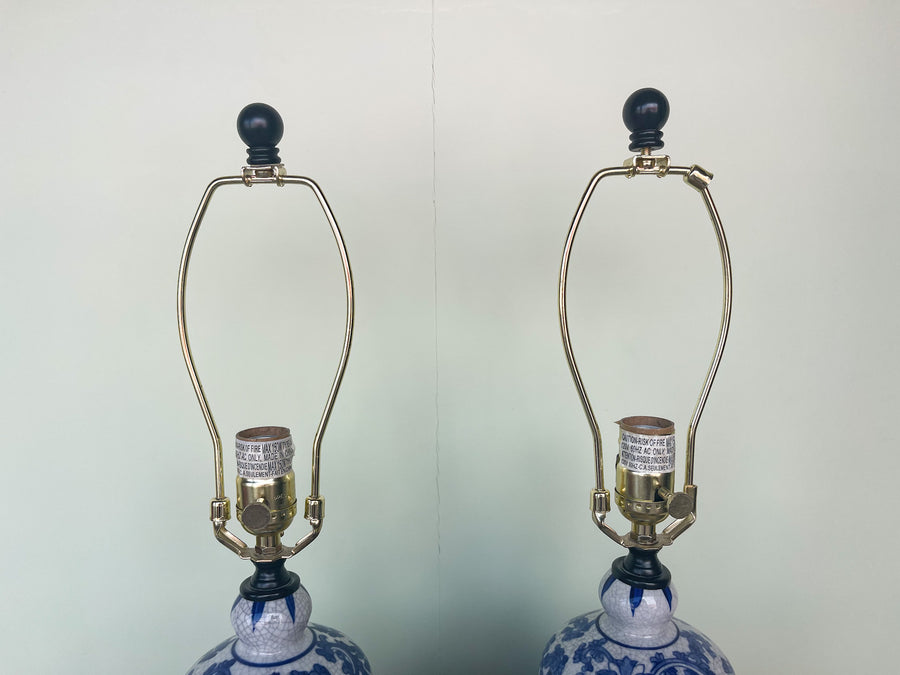 Pair of Blue and White Ginger Jar Lamps